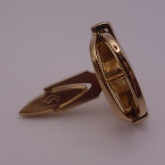Gold Color Cuff Links with Green Stone PAT 3.208.313 - Picture 10 of 15